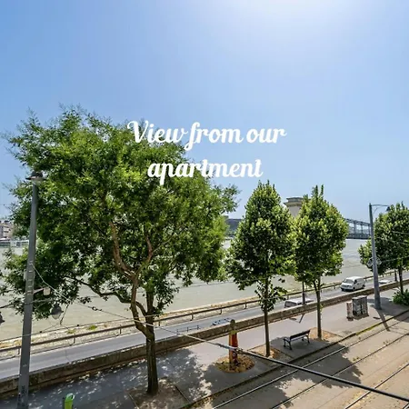 Danube Waterfront View At Chain Bridge *