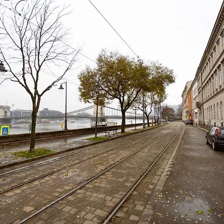 Danube Waterfront View At Chain Bridge * Budapest