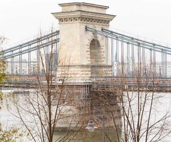 Danube Waterfront View At Chain Bridge * Budapest